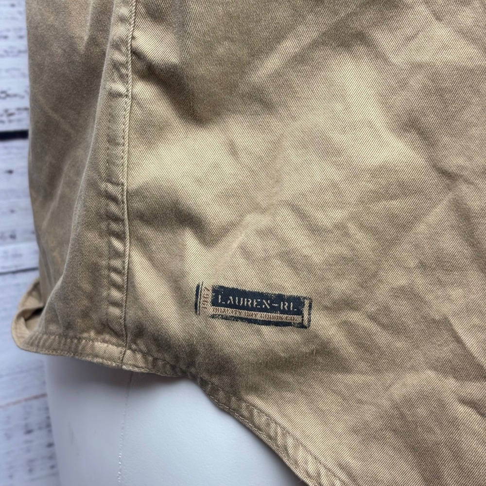 Lauren Ralph Lauren LRL VTG Sleeveless Top Tan Button Down Safari Vest Utility L - Picture 5 of 11